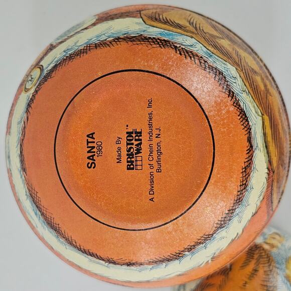 VTG Bristol Ware Santa Roly Poly tin container 6" x 7" - Picture 4 of 10